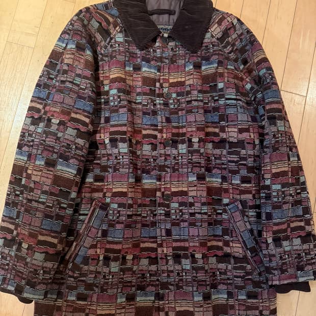 미쏘니 체크 패턴 코트