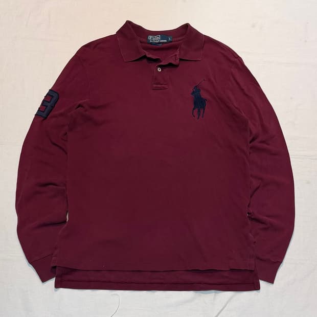 폴로 랄프로렌 빅포니 롱슬리브 카라티 버건디 와인