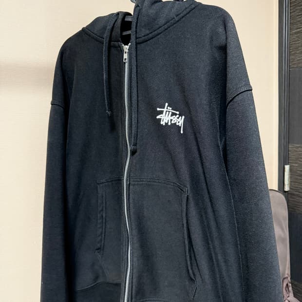스투시 베이직 후드집업 블랙