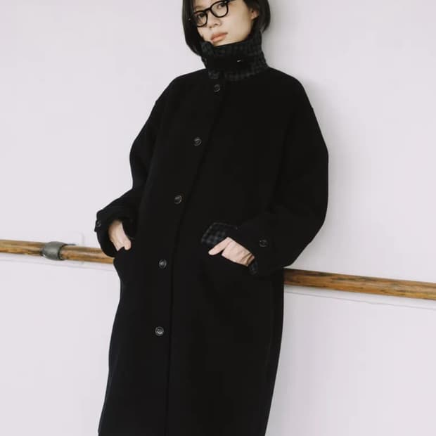 오헤시오 체크 울 롱코트(새상품)