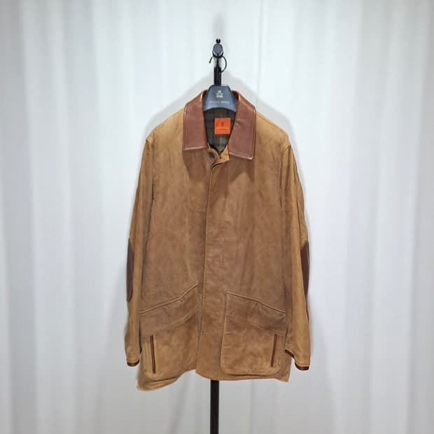 (택포) 시어링 가죽 퀼팅 자켓 잉글랜드 트위드 원단 120 B478