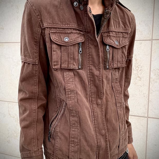 “IN THE ATTIC” Grunge Camo Pattern Brown