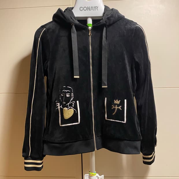 카스텔바작 벨벳 후드집업 블랙