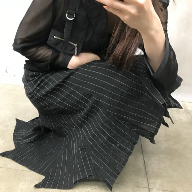 Unbalanced stripe midi sk 