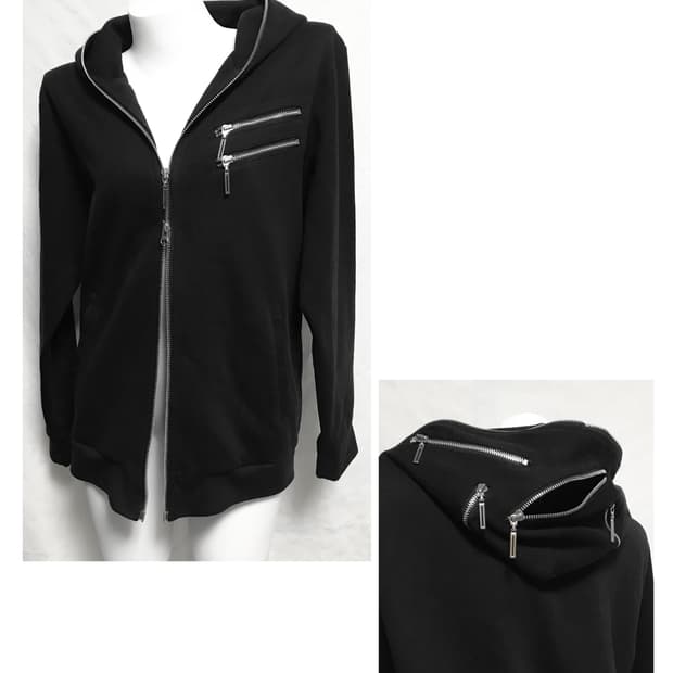 빈티지 펑크 지퍼 디테일 투웨이 풀 집업 후드