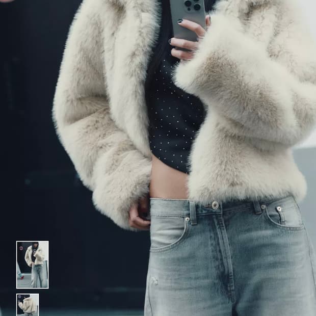 자라 라이트 베이지 숏 퍼코트 퍼자켓 xs