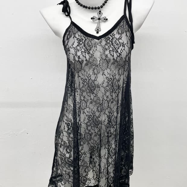 블랙 레이스 레이어드 슬립