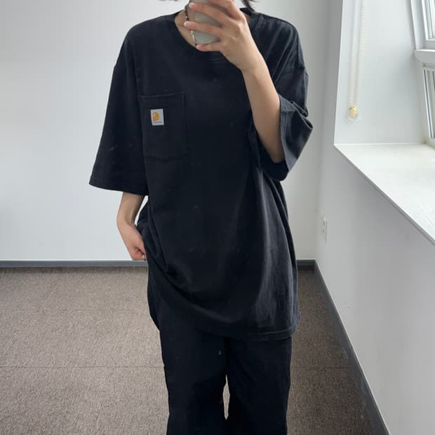 Carhartt 칼하트 원포켓 블랙 반팔