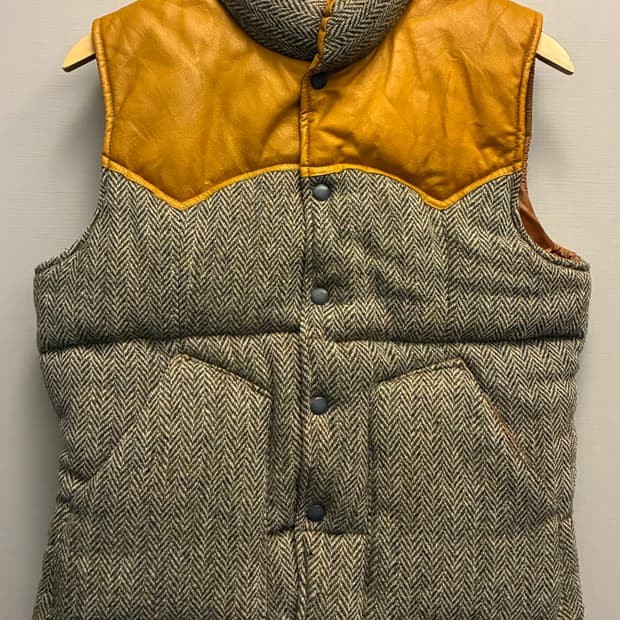 (S~M)USA 해리스트위드 x Cote mer 울 레더 다운 베스트