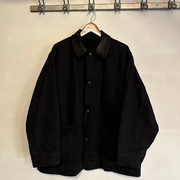 코모리 레더 카라 데님자켓