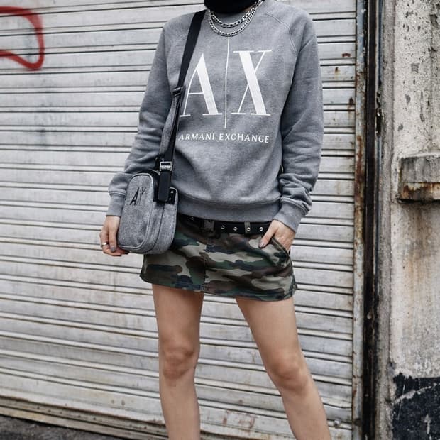 A|X Armani Exchange 빅로고 맨투맨 스웨트셔츠 (그레이)