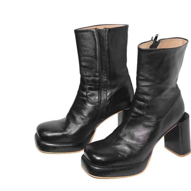 COS 코스 카프스킨 플랫폼 레더 부츠