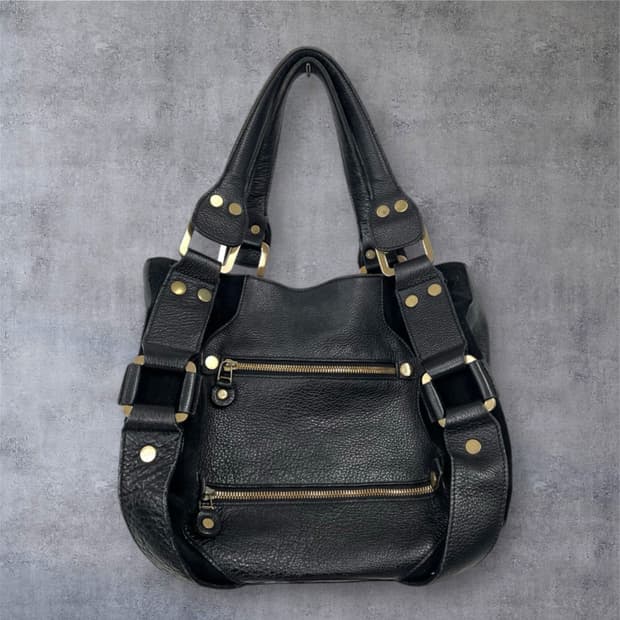 잇미샤 it MICHAA 블랙 빈티지 레더 토트백