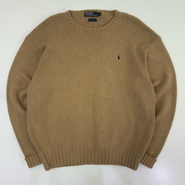 Polo  폴로 랄프로렌 자수 코튼 베이지 니트 