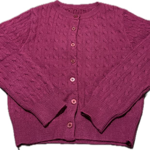 빈티지 케이블 가디건 버건디 S