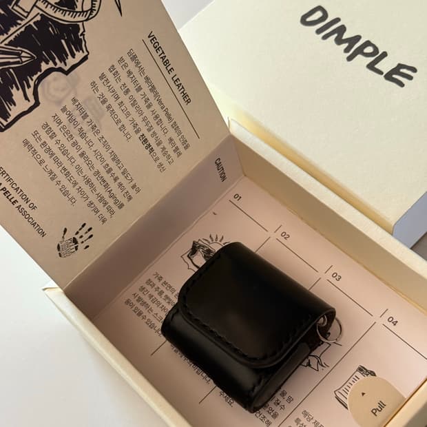 에어팟 4 천연소가죽 케이스 올블랙 (딤플 커스텀오더)