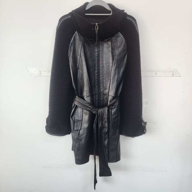 명품 이태리 가죽 트리밍 자켓