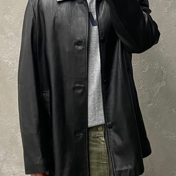 [L] Caruso 카루소 블랙 양가죽 레더 카코트