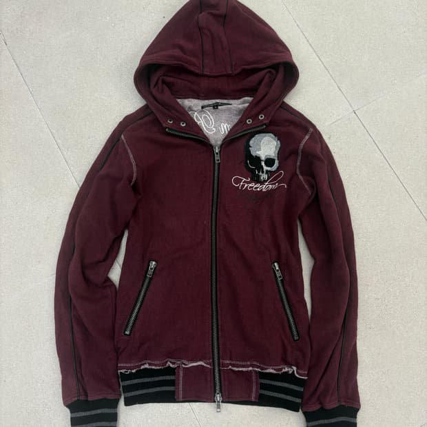 스컬 y2k 후드집업