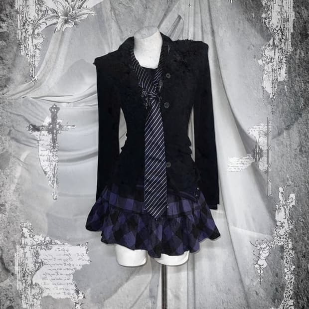 오즈크로스 레이어드 데일리 네이비 펑크프레피 코디세트