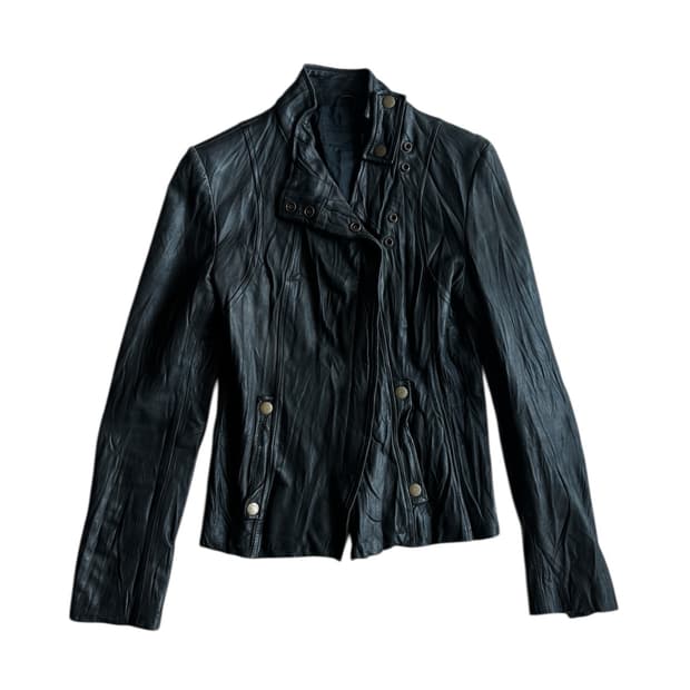 [램스킨] 빈티지 링클 양가죽 슬림 레더 자켓