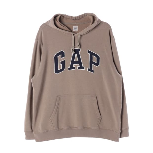 GAP 아치 빅로고 베이지 기모 후드티 XL