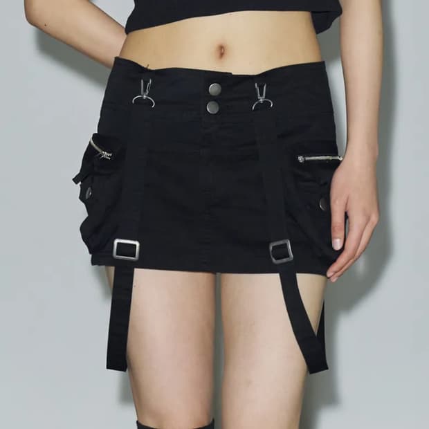 한소희착용 서스펜더 마이크로 스커트 m