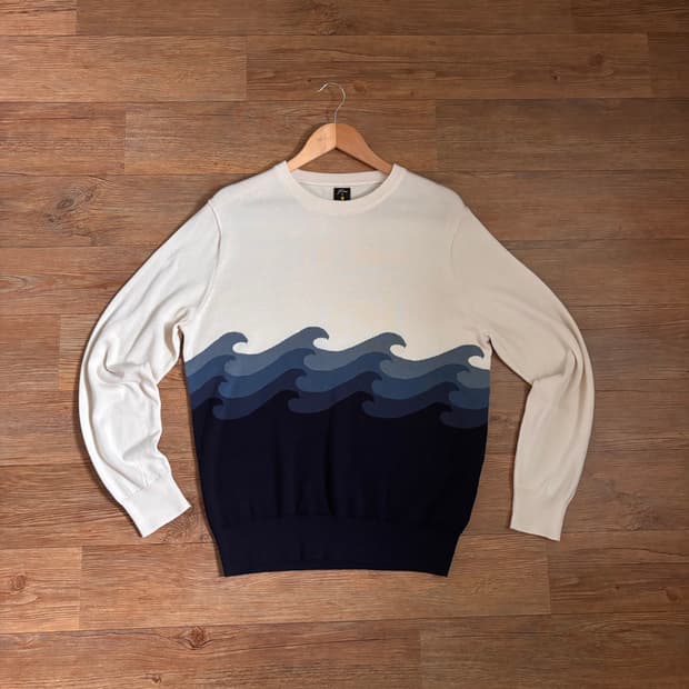 새제품급 JCREW 제이크루 니트 웨이브 패턴 M 워터 채러티