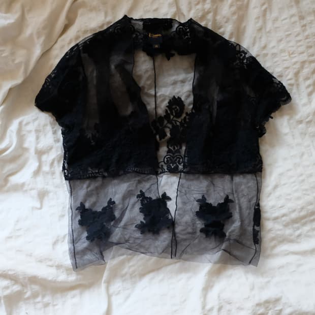 오간자 실크 오픈 프론트 블라우스 os