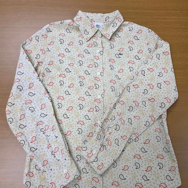 라코스테 페이즐리 패턴 코듀로이 셔츠 L