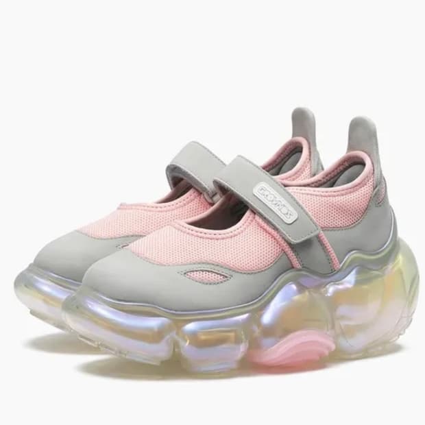 그라운즈 grounds 무피 메리제인 스니커즈 핑크 그레 이