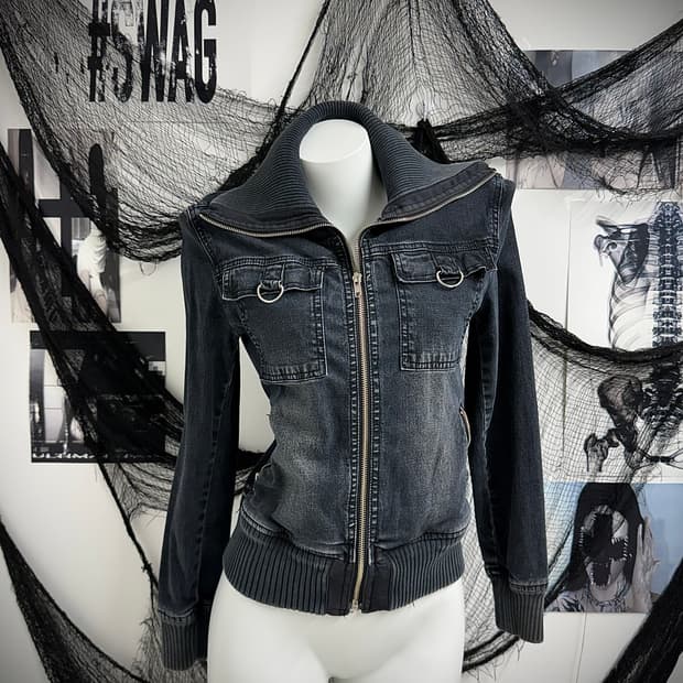 00s dark denim jacket
