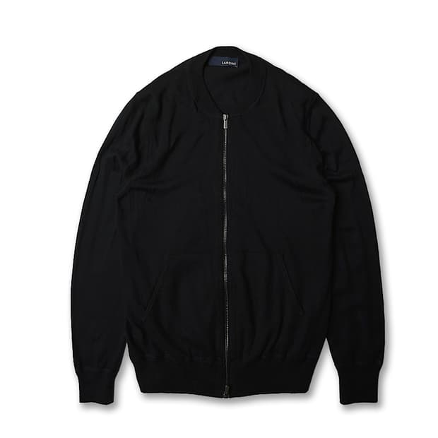 라르디니 [Lardini] 블랙 코튼 캐시미어 투웨이 짚업 니트 가디건