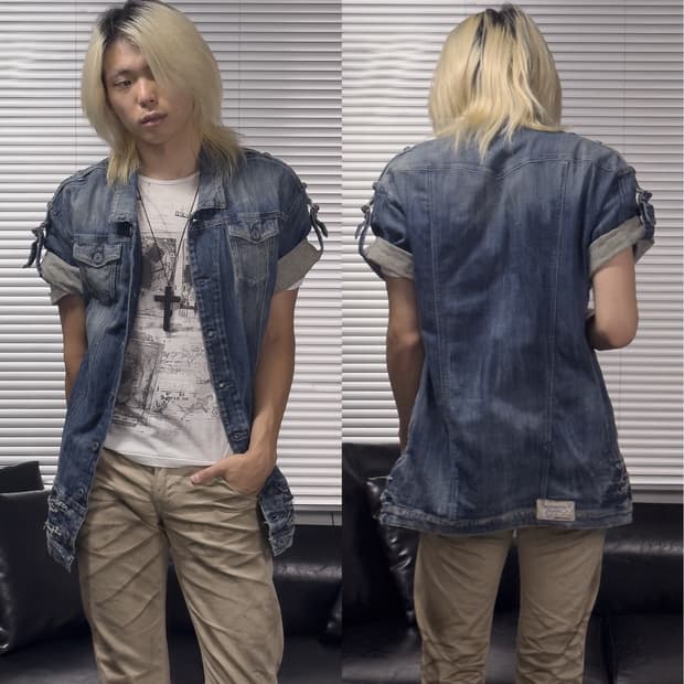 {DIESEL} Destroyed Long Denim Jacket
