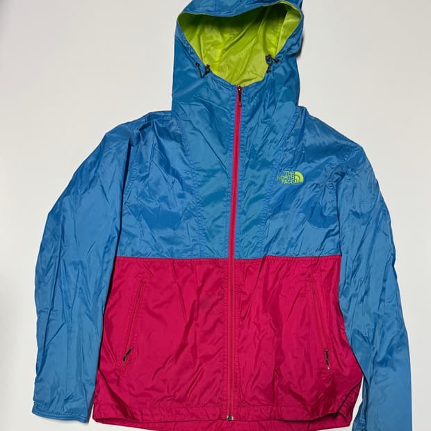노스페이스 등산 컬러블록 가벼운 후드 바람막이 M