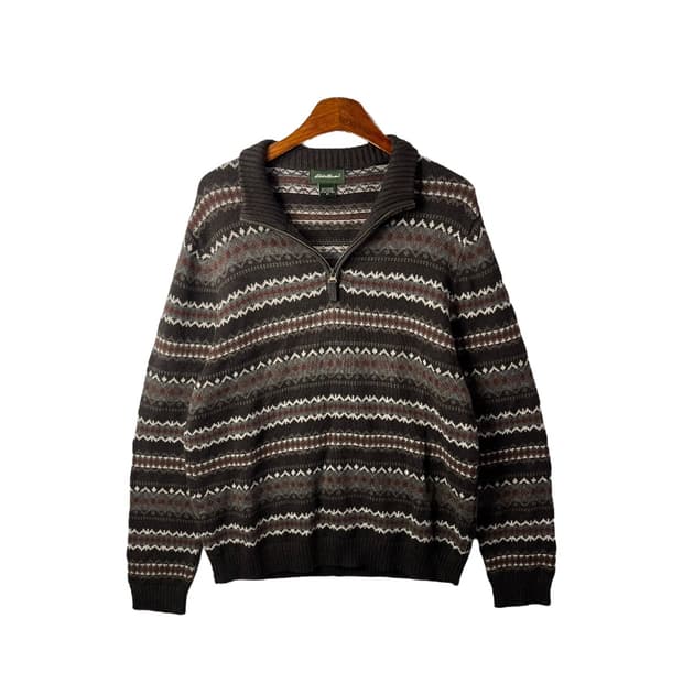 [Eddie Bauer] 에디바우어 페어아일 그랜파 반집업 니트