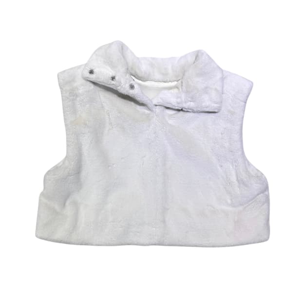 아모멘토 크롭 퍼 베스트 아이보리