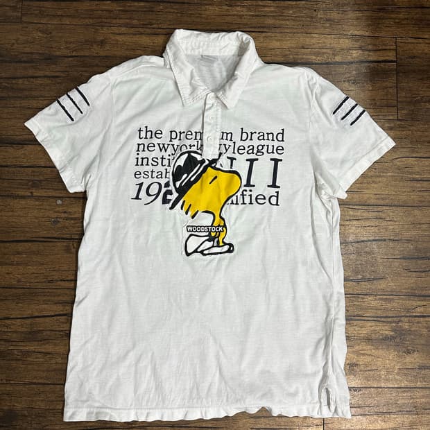 NII 스누피 우드스탁 카라 반팔티 105
