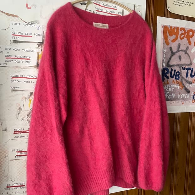 일본 빈티지 울/모헤어 어버핏 니트