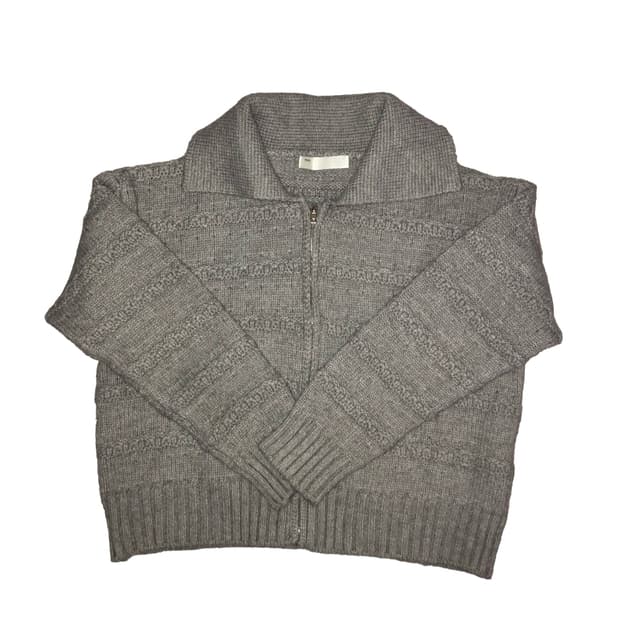 회색 니트 집업