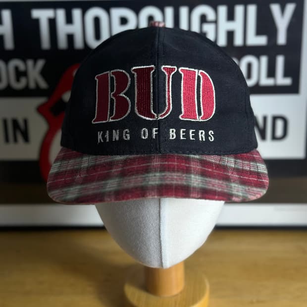 90s Budwesier 빈티지 버드와이저 체크 모자