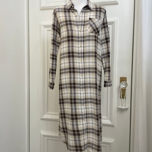 ivory brown check shirt opc(size-M)