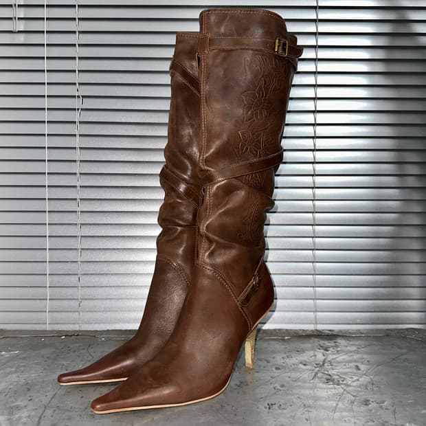 00s 브롱크스 레더 웨치 스틸레토 포인트 부츠