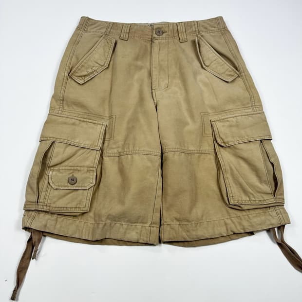 VTG 빈티지 베이지 워싱 카고반바지 (32인치)