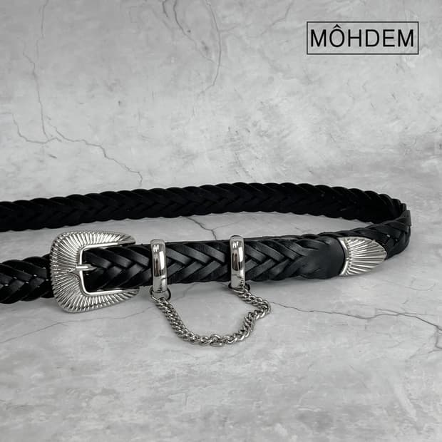 [Unisex] 웨스턴 체인 위빙 가죽벨트