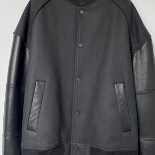 준지 양가죽 바시티 자켓 그레이 48
