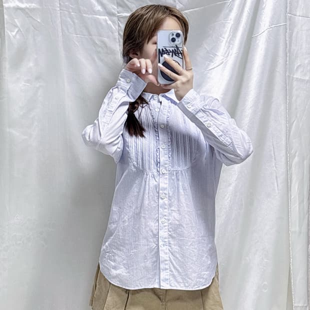 버버리 기마로고 프릴 드레스 셔츠 