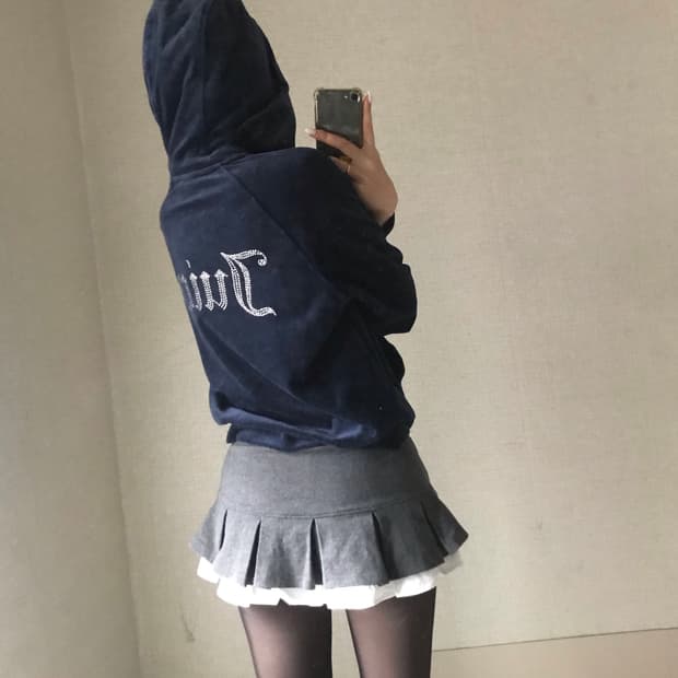 쥬씨꾸뛰르 네이비 벨벳 후드집업