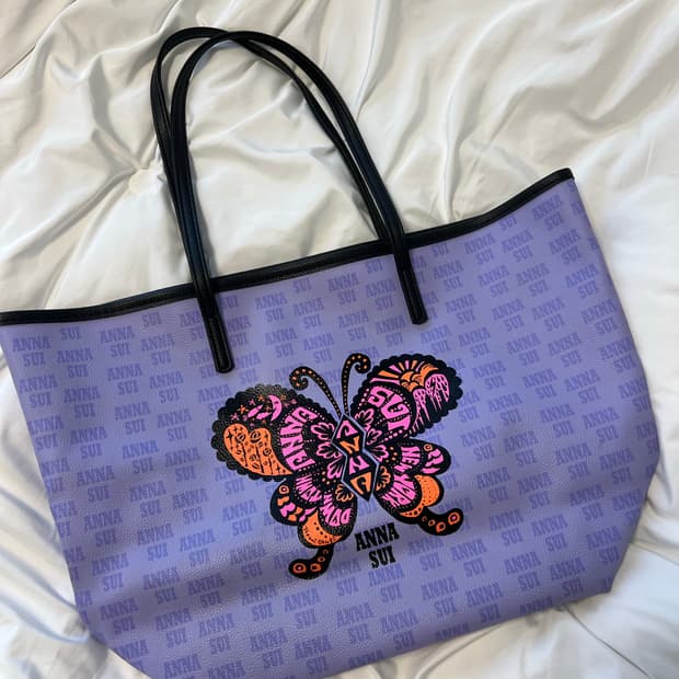 안나수이 나비 퍼플 토트백