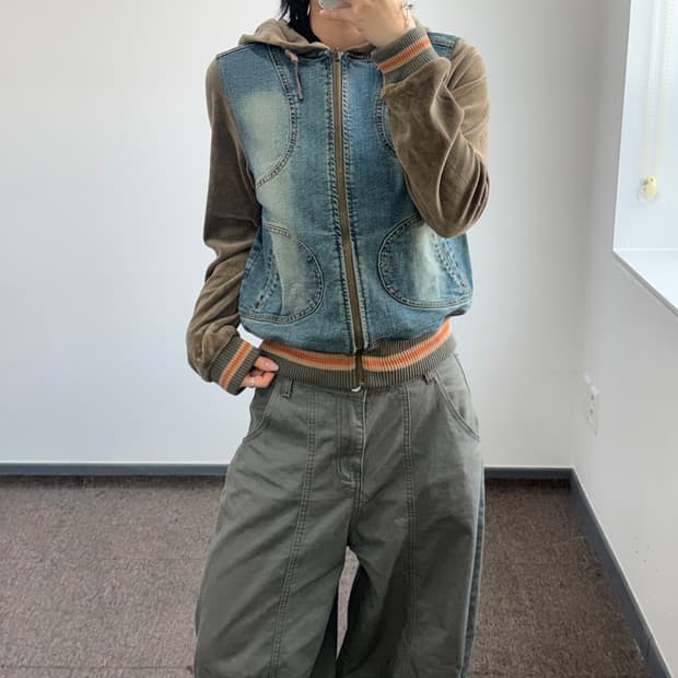 Jambangee 잠쟁이 데님 후드 자켓 